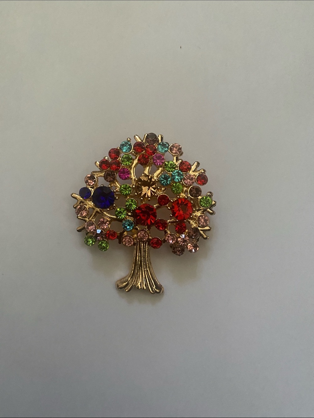 Gold-Tone Multicolor Crystal Tree Brooch - Women's Jewelry